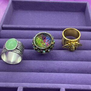 Three Bold Statement rings size 8
